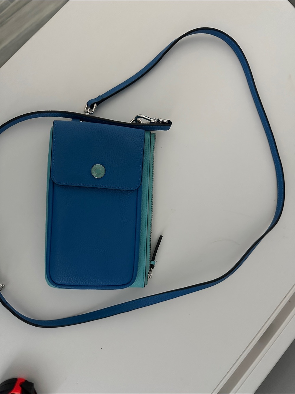 COLE HAAN Crossbody Phone Pouch Bag in Blue and Teal